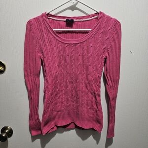 Pink Cable Knit Women's Sweater